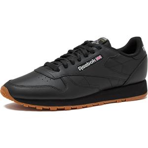 Reebok Classic Leather Sneakers for Men - Black or White Tennis Mens Shoes, Core Black/Pure Grey5/Reebok Gum3, 11.5