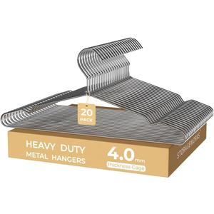 StorageWorks 4mm Super Thick Metal Wire Hangers, Heavy Duty Stainless Steel Clothes Hangers for Coats, Shirts Jackets, Pants, Suits, Space Saving Silver Hangers for Closet, 20 Pack