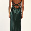 Lulus Perfectly Classy Emerald Green Satin Strappy Maxi Dress, Green, XXS