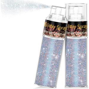 Hair and Body Glitter Spray, 1PC Glint-Rainbow Glitter Hairspray Dry Powder Makeup for Clothes, Festival Rave Prom Loose Sparkle Powder, Holographic Ultra Fine Resin Glitters for Crafts (Glint-Rainbow)