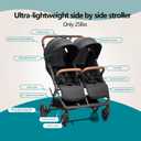 Ultra-Light Double Stroller,Large Wheels,Side by Side,Travel Stroller