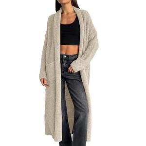 Saodimallsu Womens Open Front Long Cardigan Sweaters Oversized Chunky Fuzzy Lapel Fall 2025 Trendy Duster Sweater Coats Khaki XL