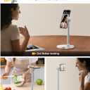DIMONCOAT Adjustable Aluminum Alloy Cell Phone Stand - White, Universal Compatibility with 4-7 inch Devices, 180 Flip & 360 Rotation