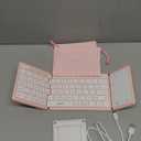 Samsers Foldable Bluetooth Keyboard with Touchpad, Full-Size Wireless Portable Travel Folding Keyboard for iOS Android Windows Mac OS, Support 3 Devices (BT5.1 x 3), Pink