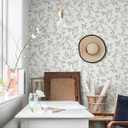 Orainege Vintage Floral Wallpaper Peel and Stick Wallpaper 16.9in118.1in Green and White Floral Contact Paper Flowers Birds Self Adhesive Decorative Wall Paper for Bathroom Bedroom Cabinets Removable