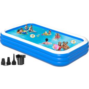 Extra Large Inflatable Pool with Pump - 180'' x 76'' x 22'' Oversized Thickened Blow Up Pool for Adults, Family Swimming Pool for Backyard, Garden and Outdoor Fun