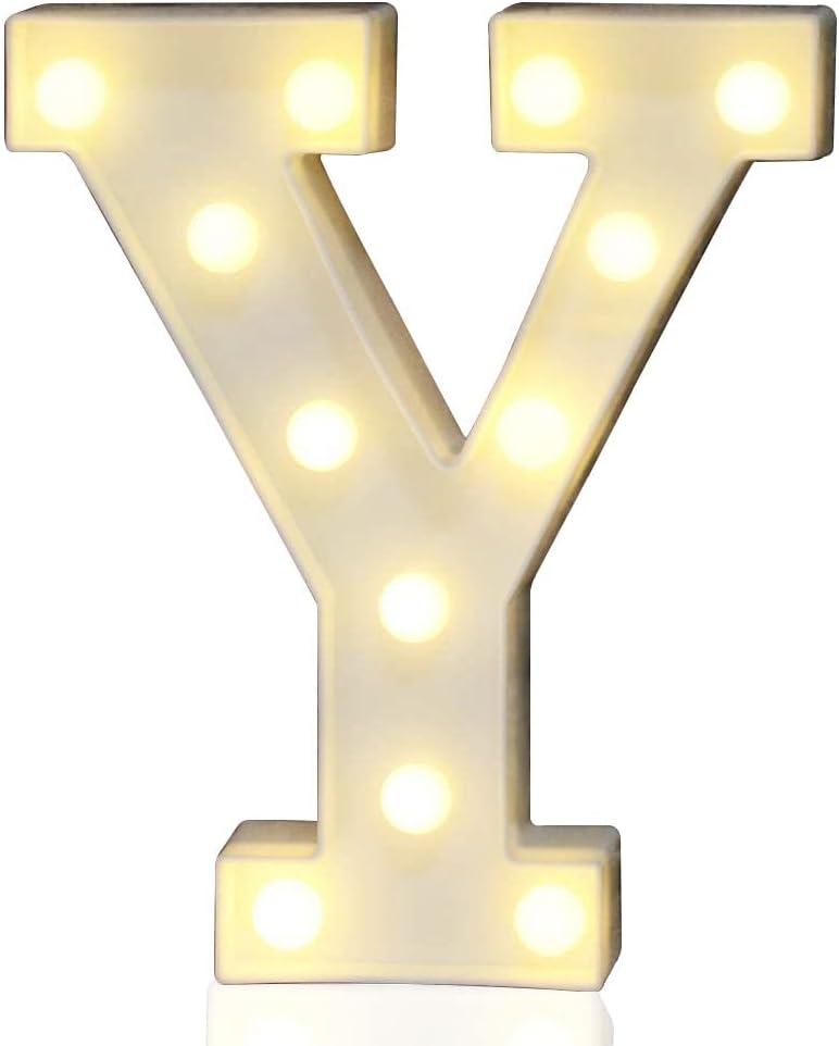 Pooqla LED Marquee Letter Lights Sign, Light Up Alphabet Letter for Home Party Wedding Decoration Y (Warm White)
