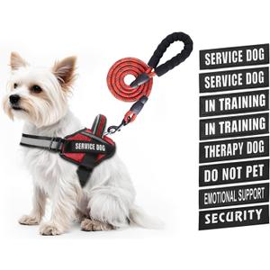 Service Dog Vest Harness and Leash Set, Animire in Training Dog Harness with 10 Dog Patches, Reflective Dog Leash with Soft Padded Handle for Small, Medium, Large, and Extra-Large Dogs