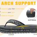 ONCAI Flip Flops for Women, Fashion Printed Platform Sandals Woman with Arch Support Yoga Mat Cushion, Lightweight Summer Beach Outdoor Chunky Non-Slip Rubber Soles US Size 5-11 (Gray)