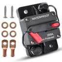 200 Amp Circuit Breaker with Manual Reset for Car Marine Trolling Motors Boat ATV Manual Power Protect for Audio System Fuse, 12V-48VDC, Waterproof (200A)