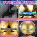 Sabary 11.81 Inch Disco Ball Helmet Adult Gold Glitter Glass Hat Novelty Punk Disco Ball Costume Cosplay for Nightclubs Parties Bar Djs Stage