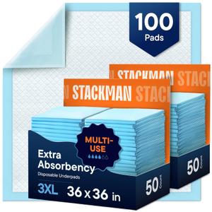 Chucks Pads Disposable Adult Underpads [100-Pack] 36"x36" XXXL Super-Absorbent Incontinence Bed Pads  Large Leak-Proof Mattress Protector Pee Pads for Adults, Seniors, Kids & Pets