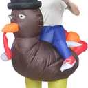 IHGYT Riding Turkey Inflatable Thanksgiving Day Costume Funny Blow up Cosplay Suit Adult Halloween Dress Up