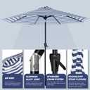 Tempera Patio Market Outdoor Table Umbrella with Push Button Tilt and Crank, Large Sun Umbrella with Sturdy Pole & Fade Resistant Canopy, Easy to Set