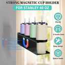 Magnetic Cup Holder for Fridge,8 Cups Water Bottle Organizer for Stanley 30 40 oz with Tumbler Lid Organizer,High Capacity Heavy Duty Kitchen Storage Rack Accessories