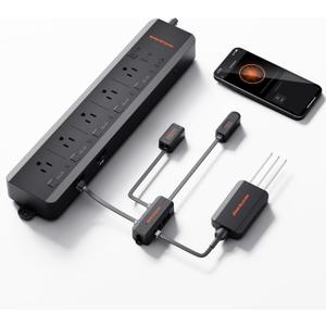 Spider Farmer GGS AC5 Power Strip Kits, 5 AC APP-Based Controls Outlets, 3 in 1 Soil Sensor, Temp Humid Light Sensor, for Indoor Grow Tent and Room