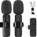 Microphone for iPhone, 2 Pack Wireless Microphones, Mini Mic, Lavalier, Recording Lapel Mic, Plug-Play, Clip On Microphone with Noise Reduction for Interview/Tiktok (for iPhone 14 and Below)