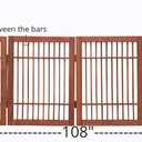 Urnporium Freestanding Wooden Dog Gate Foldable Indoor Pet Gate No Drill Expandable Barrier for Doorways Stairs Hallways Portable Wood Fence for Small Dogs & Puppies (Brown Pet Gate, 6 Panel 24" Tall)