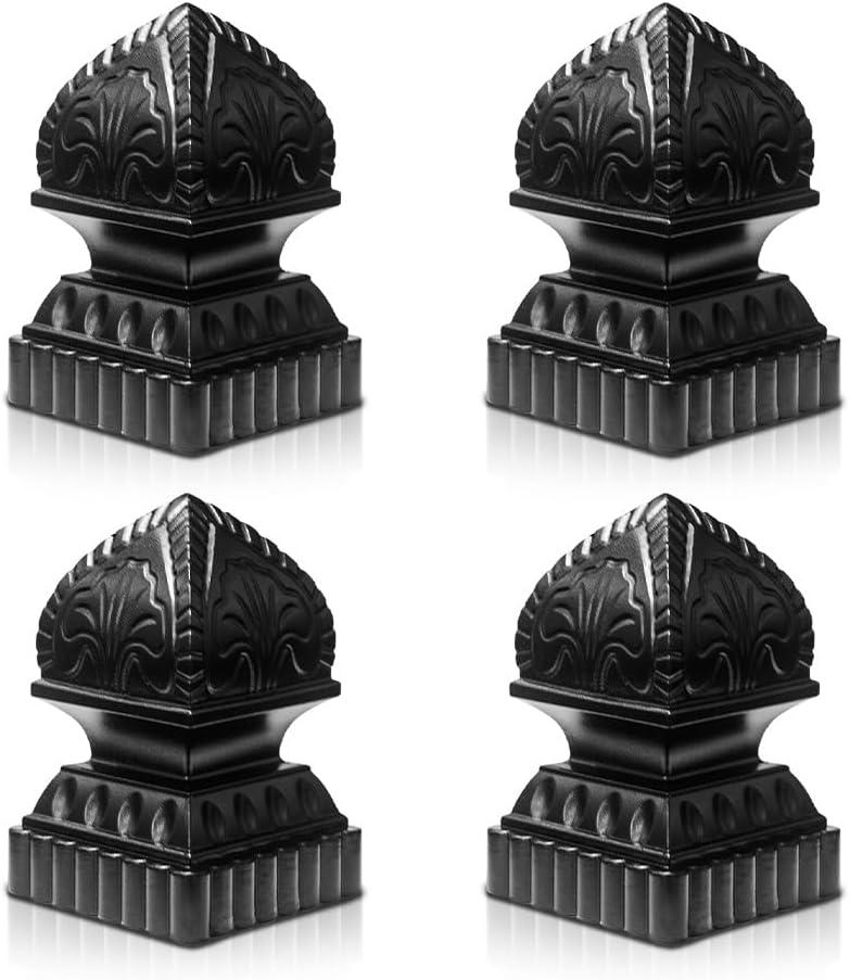 Guardrail Post Cover Cap,Railing Balls Easy Install Banister Balls for Fences Gates (Black Lotus 4P)