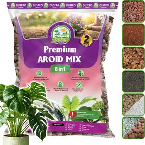 DUSPRO 8in1 Aroid Potting Mix Pre-Mixed Indoor Potting Soil for Aroid Plants, Chunky Soil Mix for Indoor Plants with Pine Bark,Pumice, Coir, Coco Chips, LECA,Perlite, Zeolite,Worm Castings 2QT (EXP 12/01/27)