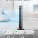 PELONIS 40 inch Bladeless Tower Fan for Bedroom, Standing Fan with Remote Control, 26ft/s, 90 Oscillation, 3 Speed Settings, 27 Db, 3 Modes, 15-Hour Timer, LED Display, Fan that Blows Cold Air, Grey