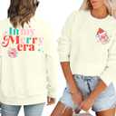 Women Spread Christmas Cheer Sweatshirt Christmas Elf Pullover Elf Hat Shirt Crewneck Embroidered Christmas Clothes (L)