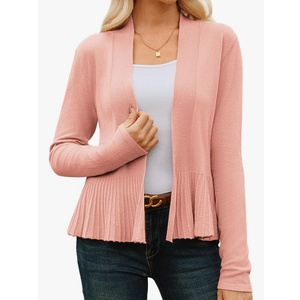 GRACE KARIN Women's Lightweight Draped Open Front Cropped Cardigan Long Sleeve Sweaters Peplum Knit Tops Size Medium