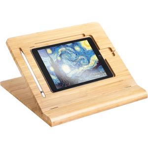 ELETIUO Tablet Stand Holder Adjustable Foldable,Multi-Angle Bamboo Wooden Organizer Desktop Holder for iPad,Stable for Drawing,Watching,Typing (Support Multiple Devices) ELETIUO Tablet Stand Holder Adjustable Foldable,Multi-Angle Bamboo Wooden Organizer Desktop Holder for iPad,Stable for Drawing,Watching,Typing (Support Multiple Devices)