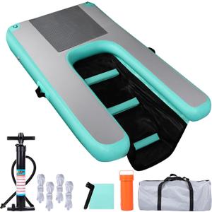 Inflatable Dog Water Ramp Pet Dock for Boat Pool Lake Sea, Non-Slip EVA Floating Platform Swimming Float Steps, Portable Safety Floating Dock (150x100x10cm/59x39.4x3.9inch, Green)
