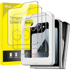 JETech Front Screen Protector for Galaxy Z Flip7FE 2025 / Z Flip 6 2024, Tempered Glass Film with Easy Installation Tool, Case-Friendly, HD Clear, 3-Pack