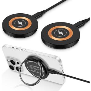 Samsung S25 Ultra Wireless Charger Fast Charging Pad Magnetic Charger for Samsung Galaxy S25 Plus/S24 Ultra/S23/S22/S21/S20/S10,2Pack 15W Wireless Fast Charger Stand for iPhone 16 Pro Max/15/14/13/12 (Black)