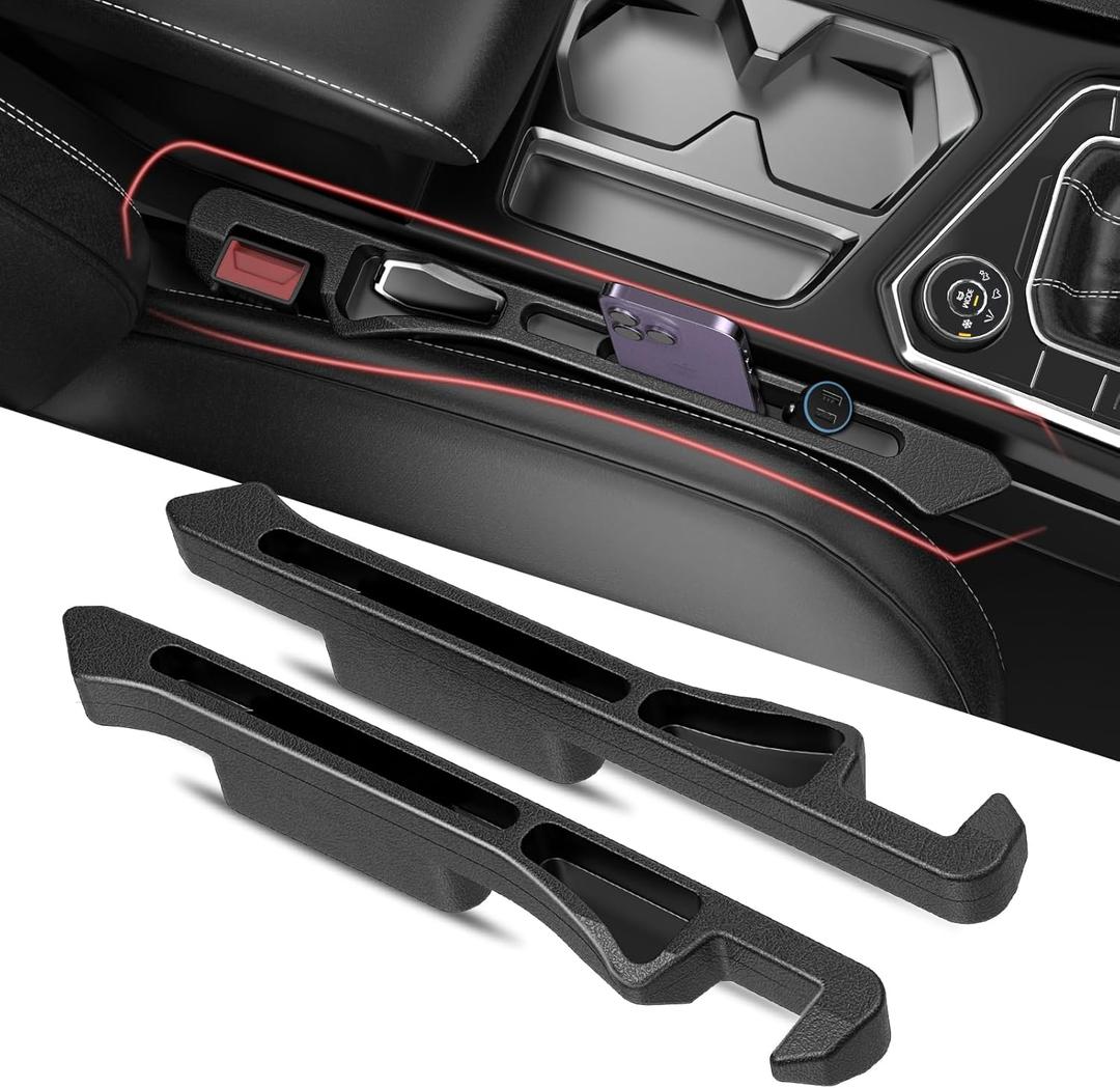 Car Seat Gap Filler 2Pack, Inserts Between Seats Console with Organizer Storage Upgraded Phone Holder Car Side Seat Gap Fillers Cars Front Seats Fill Plug Car Essentials for Vehicle SUV Truck (Black) | Organizer Storage, Cars Front Seats, Fill Plug, Car Essentials