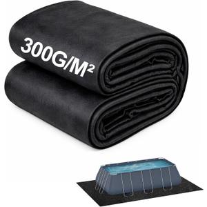 Pool Pads for Above Ground Pool, 12’x 20’ Seamless Comfort Underfoot | Rectangular Black Industrial-Grade Puncture-Resistant Synthetic Fiber Pool Mat,Black