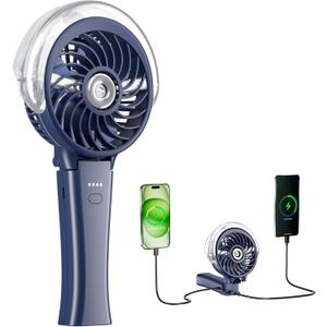 HandFan 4000mAh Upgraded Handheld Misting Fan, 50ml Water Tank, Rechargeable Personal Mister Fan Portable AC, Spray Water Mist Fans, Foldable Cooling Ice Fans for Beach Travel Outdoors(Royal Blue)