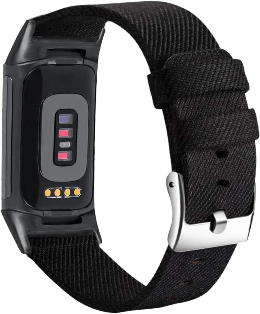 Abanen Women and Men Band for Fitbit Charge 6 / Charge 5, Soft Woven Canvas Nylon Quick Dry Wrist Strap for Fitbit Charge 5