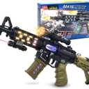 Toy Machine Gun Light Up Toy with LED Lights & Sound Effect & Barrel Telescopic Actions, Pretend Play Props Toy Guns, Gifts for Boys Kids (Batteries Not Included) (JQ211)