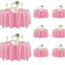 Fitable 8 Pack Round Tablecloths: Stain Resistant Wrinkle Free Circle Table Clothes, Washable Reusable Polyester Table Covers for Wedding Party Birthday Banquet Reception(Pink, 84 Inch)