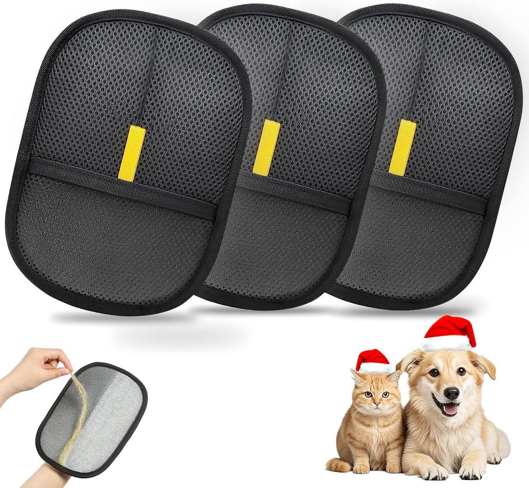 Pet Hair Remover, electrostatic pet Hair Removal Gloves, cat and Dog pet Hair Removal Tools, Suitable for Bed Sheets, Blankets, Clothes, Sofas, Multi-Functional Beauty Gloves -3 Piece