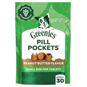Greenies Pill Pockets Small Size Dog Treats, Peanut Butter, 3.2 oz Pack Of 5 BBD: 04/26/2027