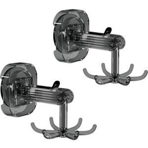 Hanging Utensil Holder Hooks Kitchen Utensil Hanger Wall Mount 360 Rotating Folding Hook Strong Suction Cup Hook Utensil Rack with 6 Hooks for Kitchen Bathroom Cabinet (Transparent Grey)