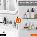 Glass Shower Shelves for Bathroom 2 Tiers Tempered Glass Floating Wall Mounted Shelves for Inside Shower Adhesive Organizer Storage with Aluminum Brackets 15 x 5 Inches