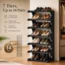 39" Bamboo Shoe Rack - Vertical Shoe Organizer Rack for Small Space, Narrow Shoe Tower for Closet, Entryway, Corner, Tall Shoe Shelf with Removable Shelves, Flexible Storage Shelf for Saving Space