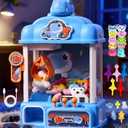 CWLAKON Claw Machine for Kids Boys Dinosaur Toys, Mini Vending Machine with Sound & 20 Mini Toys, Large Candy Grabber Prize Dispenser Electronic Arcade Games, Christmas Birthday Gifts for Boys, Blue