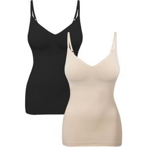 Euyzou Womens Tummy Control Shapewear Tank Tops Seamless V-Neck Compression Tank Tops Body Shaper Camisole, Small