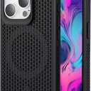 CCSmall for iPhone 16 Pro Max Heat Dissipation Case with Magnetic Ring, Mesh Breathable Hollow Cellular Hole Slim Phone Case Cover for iPhone 16 Pro Max SR Black
