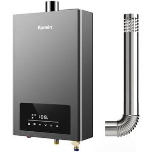 Ranein Natural Gas Tankless Water Heater, Indoor Max 3.6 GPM, 80,000 BTU Instant Hot Water Heater