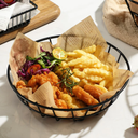 Cabilock French Fries Basket 2-Pack 10.03X10.03X1.65 Inch Wire Food Serving Baskets Reusable Metal Snack Display for Kitchen Cafe Restaurant