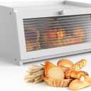 Bread Box for Kitchen Countertop Large Farmhouse Bread Container Bread Storage with Window Wooden Bread Holder White