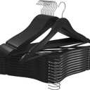 Utopia Home Premium Wooden Hangers 20 Pack - Durable & Slim Coat Hanger - Suit Hanger with 360-Degree Rotatable Hook - Wood Hangers with Shoulder Grooves (Black Color)