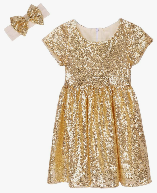 Cilucu Flower Girl Dress Baby Toddlers Sequin Dress Kids Party Dress Bridesmaid Wedding Gown 3XL